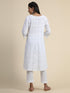 Chikankari Hand embroidery Anarkali Dress in Cotton White